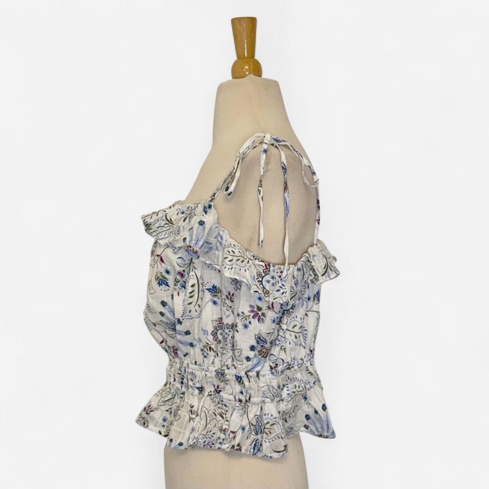 Aqua Women's Size Large Spaghetti Strap Ruffled Floral Top - Picture 2 of 6